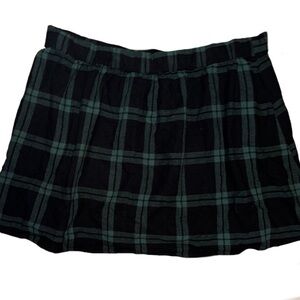 Scene y2k emo core green and black plaid plead schoolgirl skirt